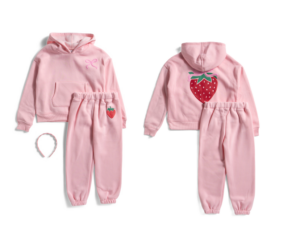 Little Girls 2pc Strawberry Hoodie and Sweatpants Set