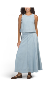 2pc Tank Top with Keyhole Back and Skirt Set