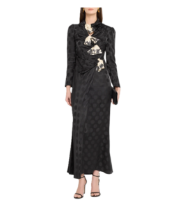 Kelly-b Polka Dot Silk Satin Draped Dress