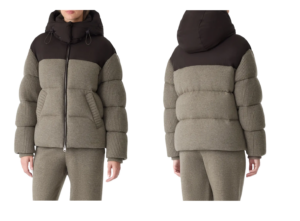 Greer Mixed Media Wool & Cashmere Blend Hooded Down Jacket Size M