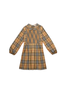 Girl's Ida Long-sleeve Smocked Check Dress, Size 3-14