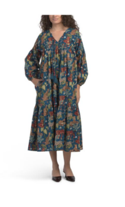 Long Sleeve Midi Dress Jungle Print