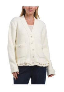 Fuzzy Ruffled Cardigan
