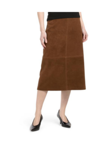 Suede Seamed Midi Skirt