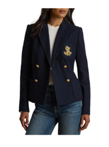 Crest Double Breasted Cotton Piqué Blazer