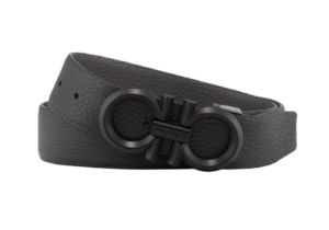 Men's Reversible Textured Leather Belt with Beveled Gancini Buckle