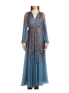 Floral Paisley Silk Boho Gown