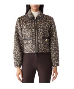 Lorah Leopard Print Wool & Alpaca Blend Crop Jacket