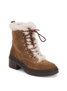 Suede North Lace Up Booties with Sheepskin Lining