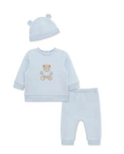 Bear Quilted Top, Pants & Hat Set 3-12m