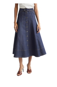 Briony Topstitch Detail Denim Skirt