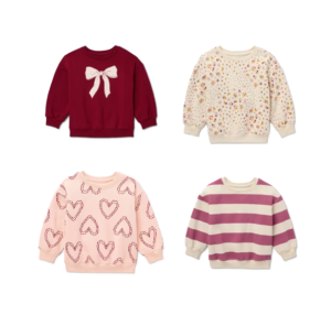 Toddler Girls' Crewneck Heart Fleece Pullover Sweatshirt