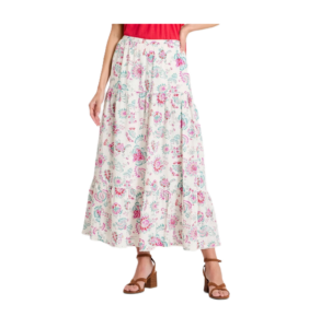 Women's Printed Maxi Tiered Full Skirt