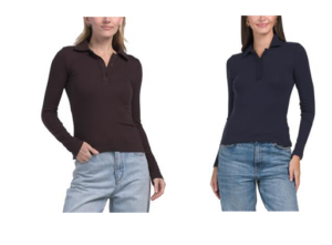 Long Sleeve Button Polo Tee