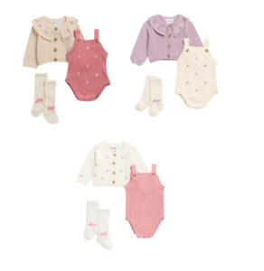 Knit Bodysuit, Cardigan & Socks Set -0-9m