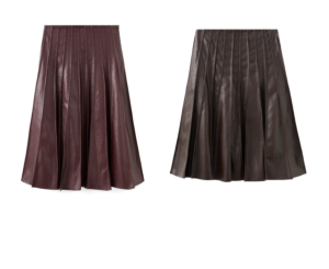 Dalia Pleated Faux Leather Midi Skirt