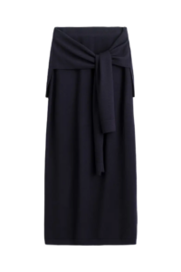 Tie-Waist Merino Wool Midi Skirt
