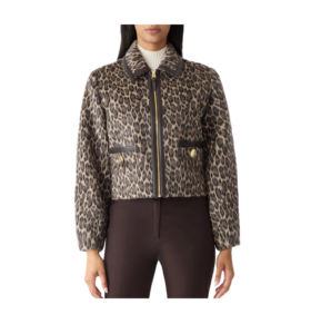 Lorah Leopard Print Wool & Alpaca Blend Crop Jacket
