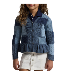 Girl's Cotton Patchwork Cardigan Sweater