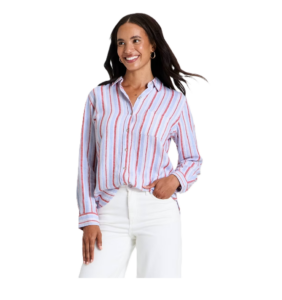 Women's Long Sleeve Linen Collared Button-down Shirt