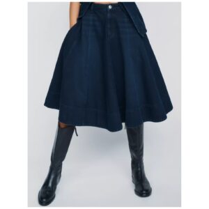 Lana 100% Cotton Denim Midi Skirt