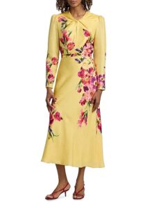 Claudia Floral Satin Silk Midi-dress