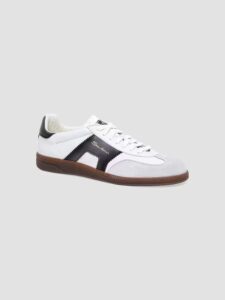 Double-buckle Leather & Suede Low-top Sneakers