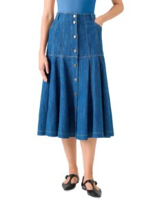 Denim Dropped-waist Midi-skirt