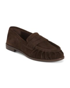 Made in Italy Suede Penny Loafers with Gum Soles