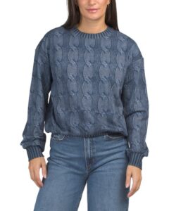 Cotton Printed Denim Sweater