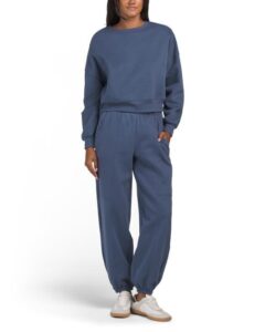 2pc Ultra Comfort Crew Neck Sweatshirt and Barrel Joggers Set