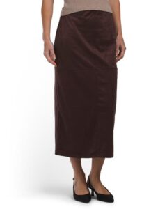 Pull on Midi Skirt with Back Slit