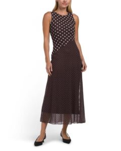 Sleeveless Mini Dot Mixed Maxi Dress