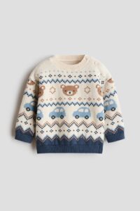 Jacquard-knit Cotton Sweater