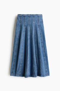 Pleated Denim Skirt