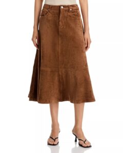 Faux Suede Midi Skirt