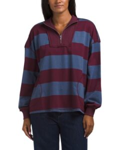Half Zip Striped Knit Sweatshirt