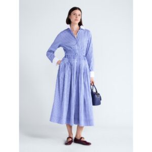 Women’s and Women's Plus Long Sleeve Smocked Pleated Shirt Dress