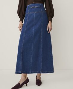 Horsebit Full Denim Skirt