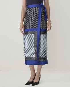 Geo Print Wrap Skirt in Satin