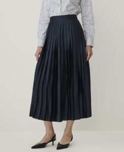 Pleated Midi Skirt in Satin