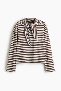 Long-sleeved Scarf-collar Top