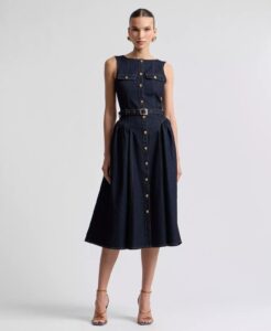 Women's Sleeveless Denim Midi Dress