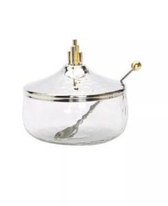 Honey Dish with Stainless Steel Lid and Symmetric Design