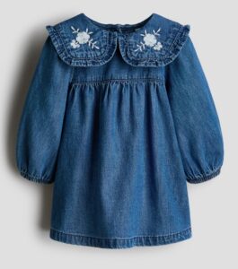 Embroidered-detail Denim Dress
