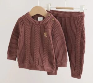 Chocolate Brown Baby Cable Knit Jumper and Leggings Set (0mths-2yrs)