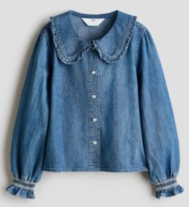 Denim Blouse with Collar