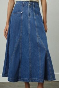 Mid Blue Denim Maxi Skirt