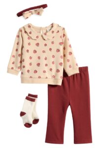 Top, Pants, Headband & Socks Set