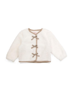 Toddler Girls Contrast Trim Sherpa Bow Jacket Size 2-4